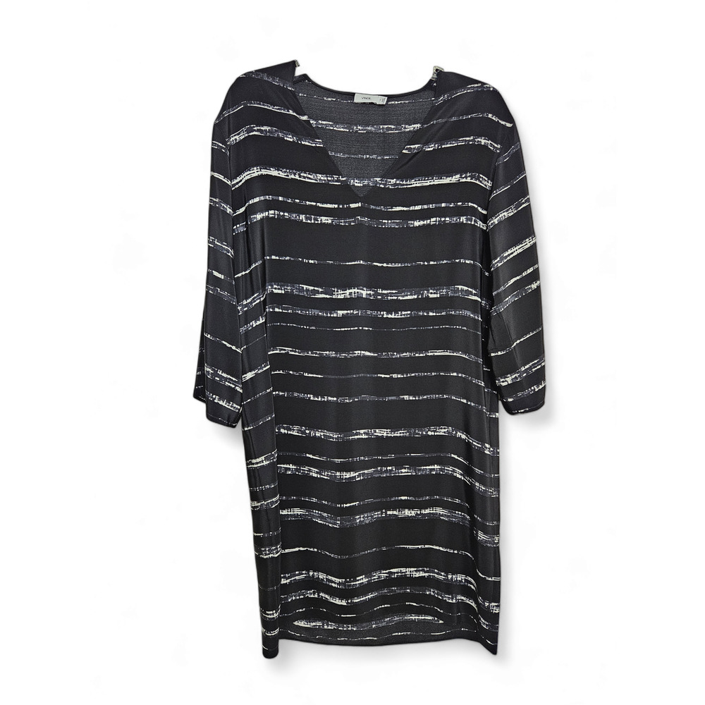 Vince Women's Silk Shadow Stripe Shift Dress Size S